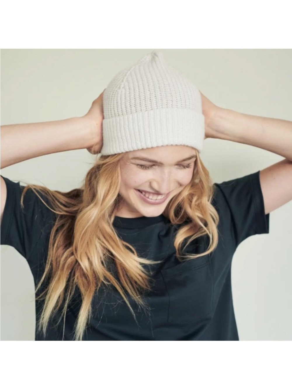 NWT Quince Mongolian Cashmere Ribbed Knit Beanie Sz M/L